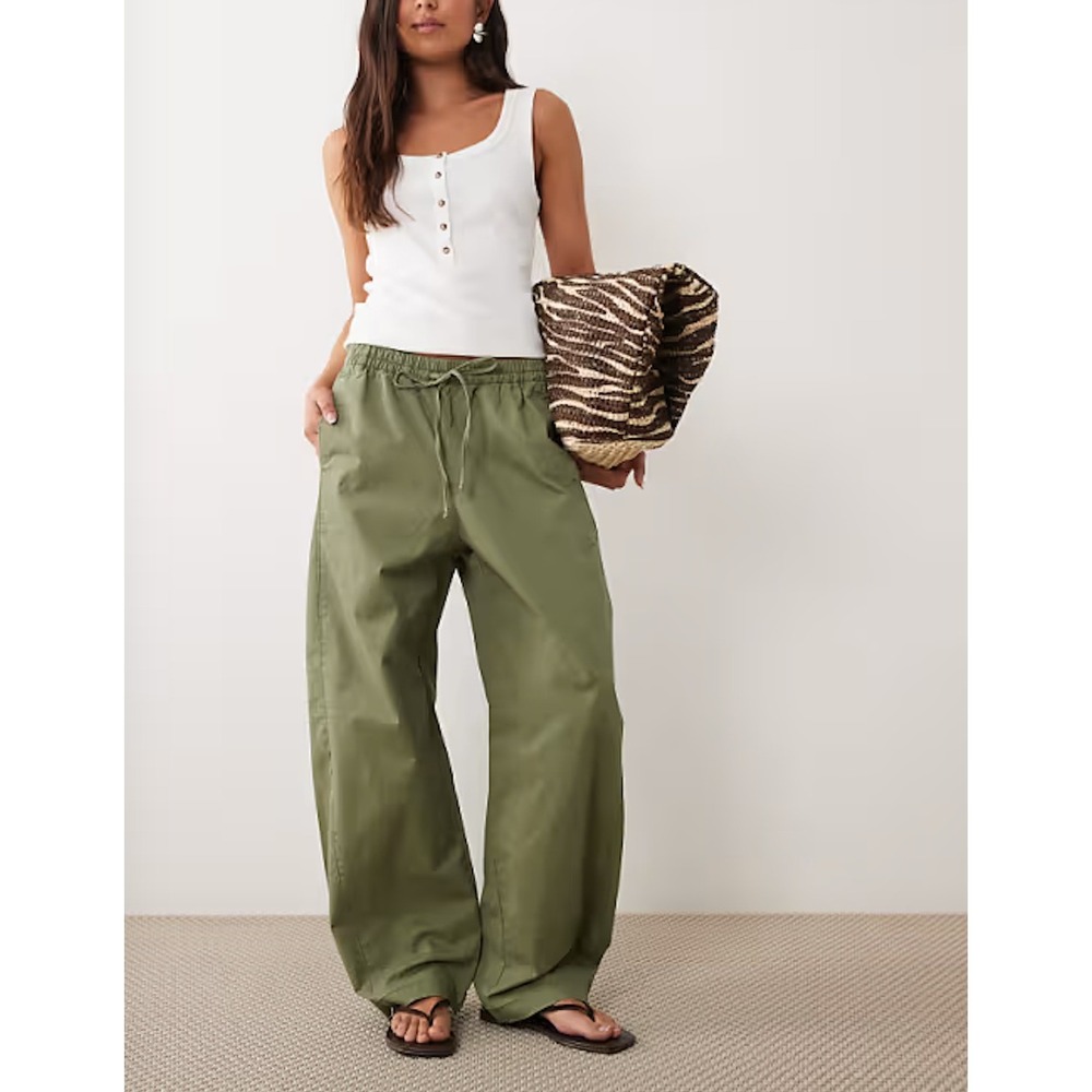 Abercrombie & Fitch Barrel Pull On Trousers Womens XS Green Drawstring Utility